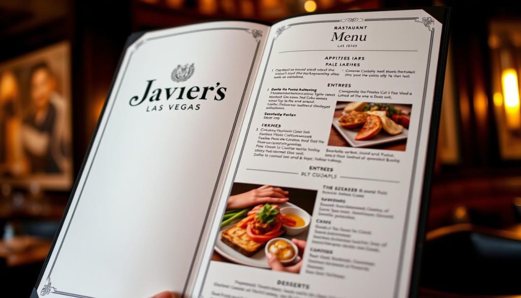 Javier's Las Vegas menu