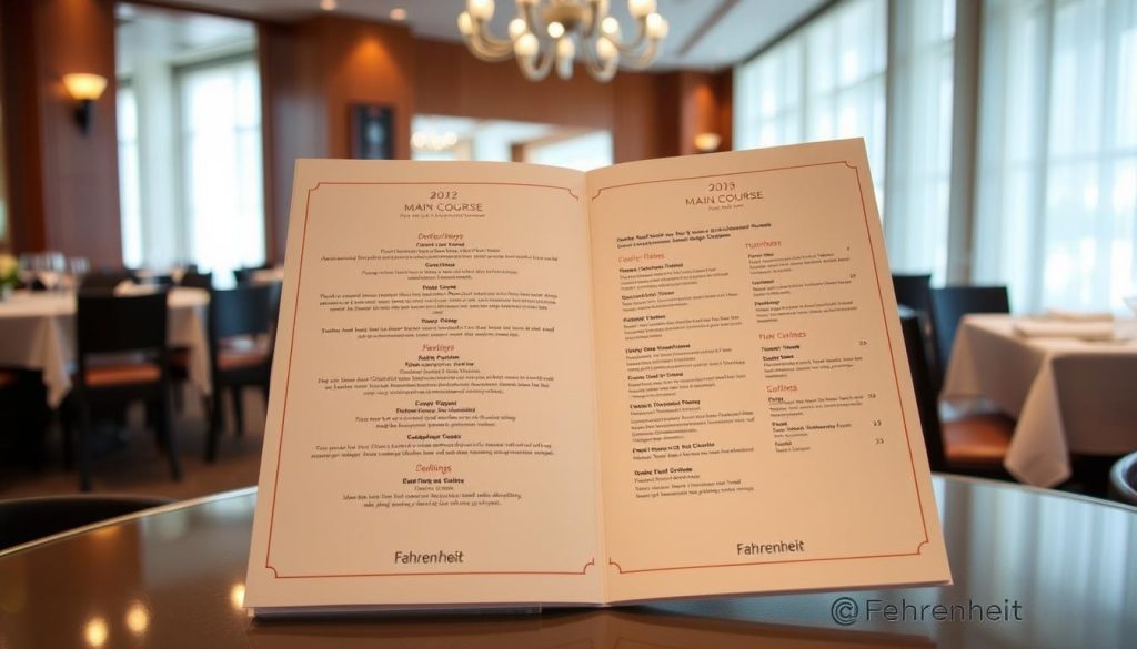 Fahrenheit Charlotte main course menu