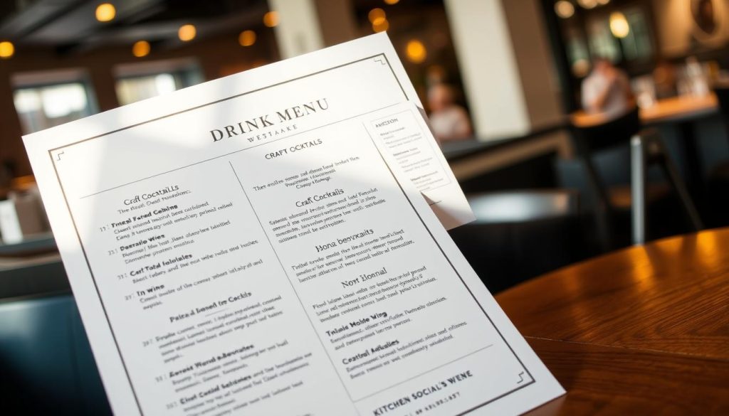 Kitchen Social Westlake Drink Menu