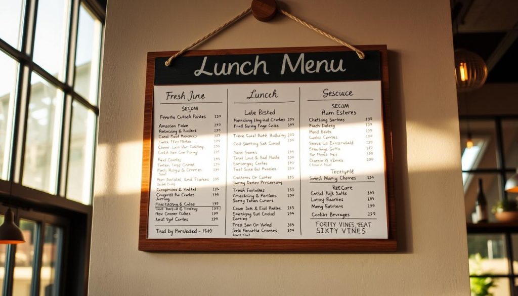 lunch menu at Sixty Vines