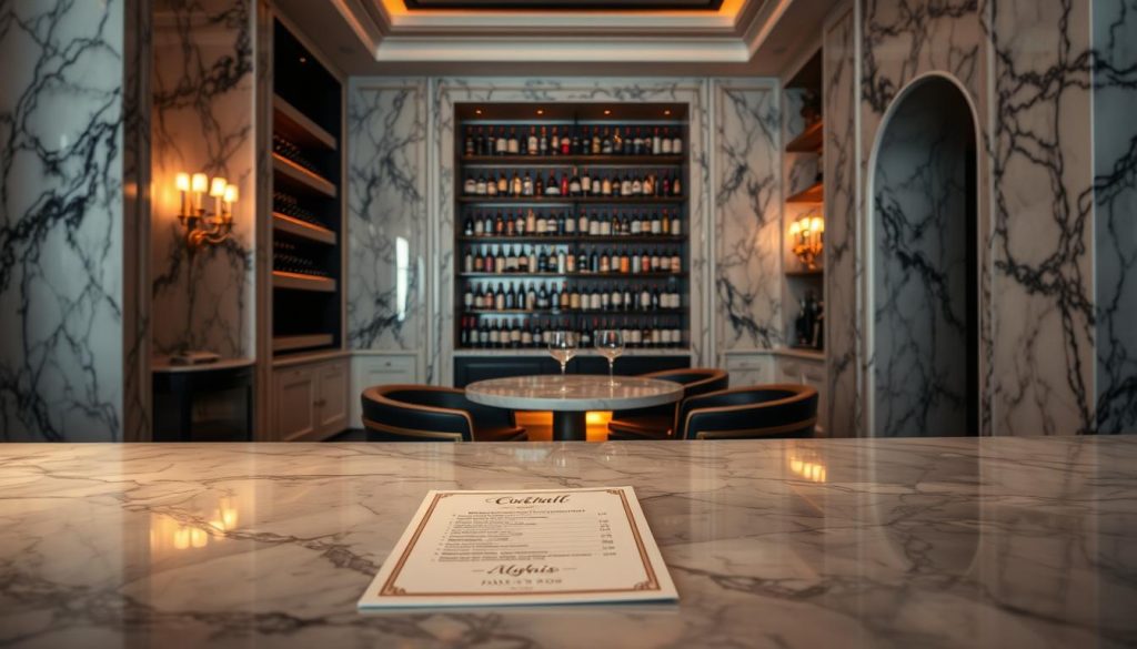 marble room cocktail list with wine selection