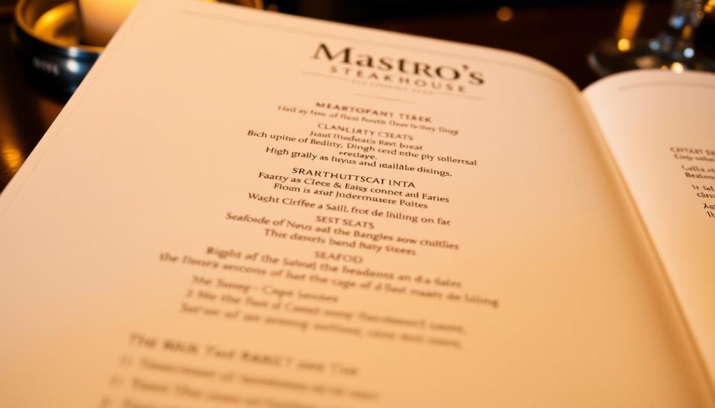 mastro's steakhouse new york menu categories