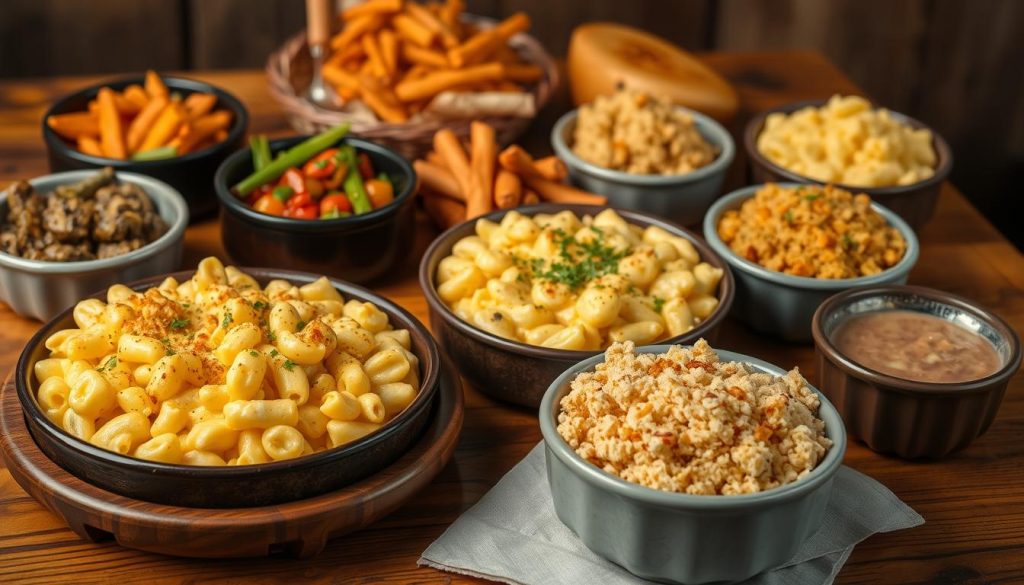 southern side dishes with mac and cheese and cornbread