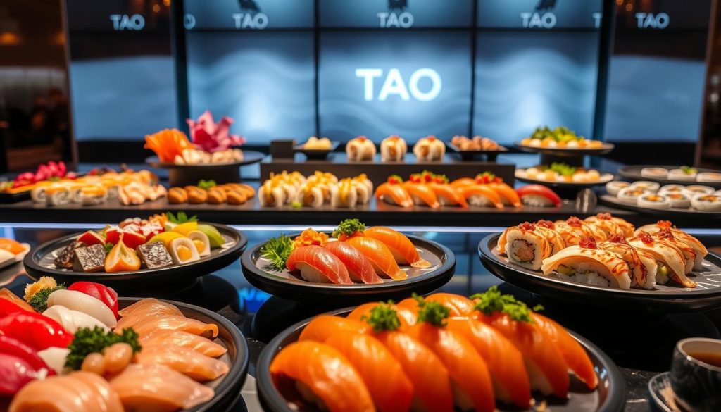 tao las vegas sushi food options display
