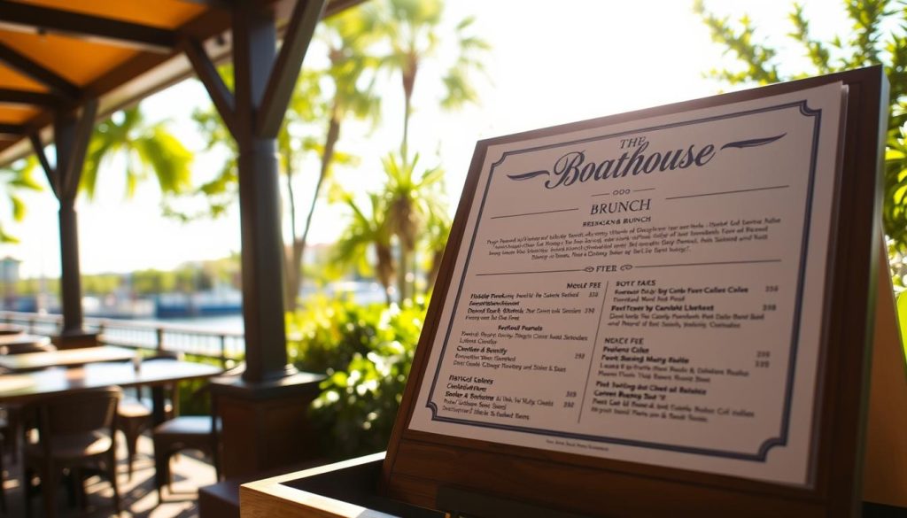 the boathouse brunch menu at disney springs waterfront