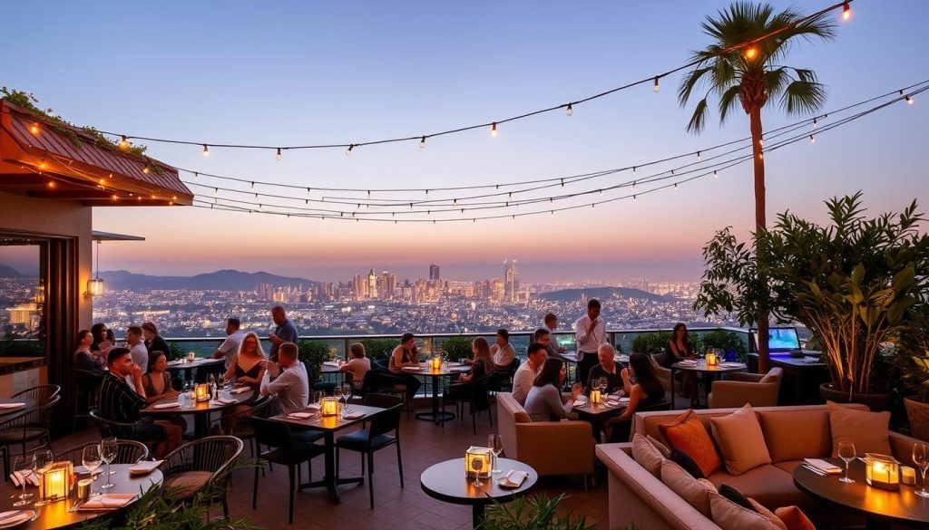 west hollywood rooftop dining atmosphere at Casa Madera