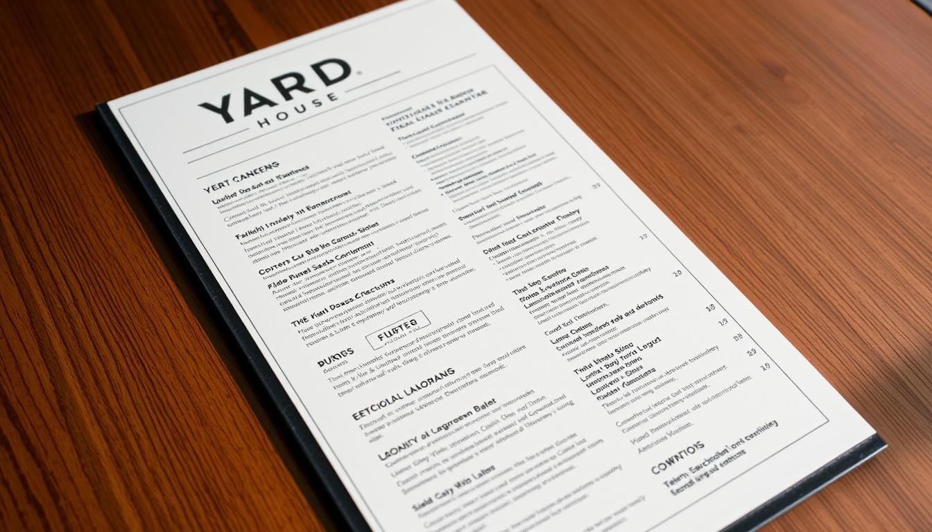 yard house sarasota menu